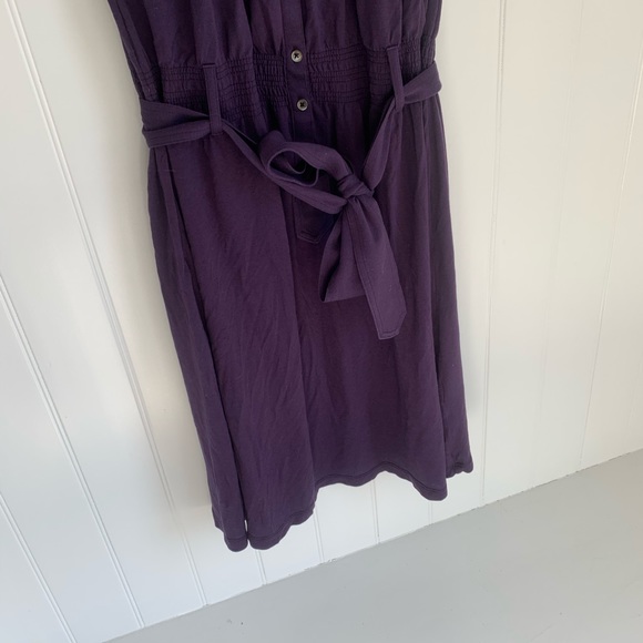 Theory Purple Button Front Tie Silk Blend Dress - Picture 4 of 8